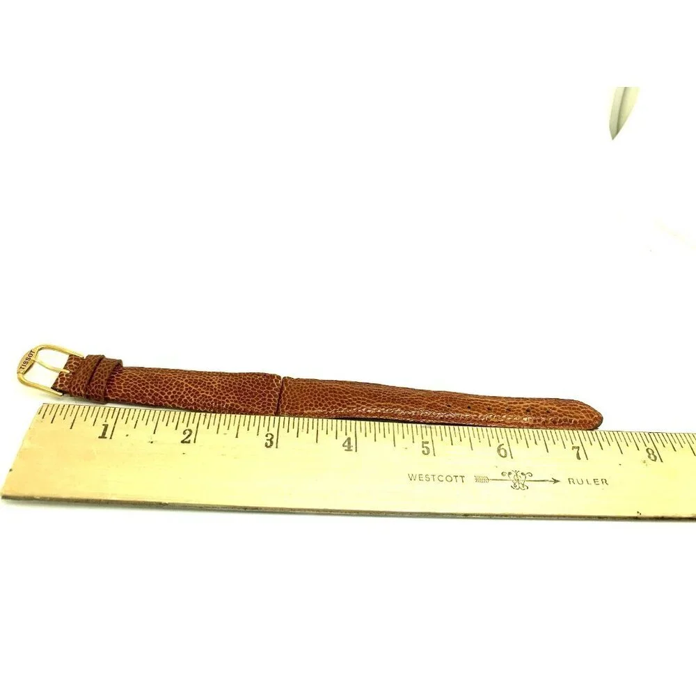 Tissot Watch Replacement Band Brown Leather 17mm Lug Strap Gold Steel Buckle